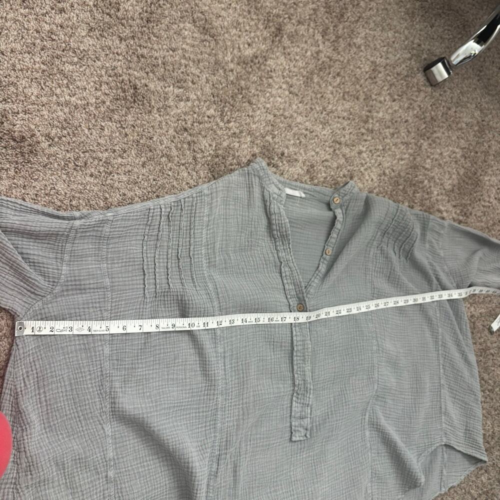 Talulah Gray Gauze Cotton Tunic Shirt Small Oversized Boho Lagenlook Henly Top - Picture 10 of 11